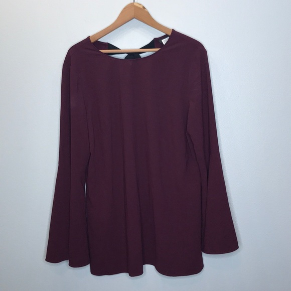 HALOGEN Deep Purple Tunic with Tie Back Plus Size - Picture 3 of 6